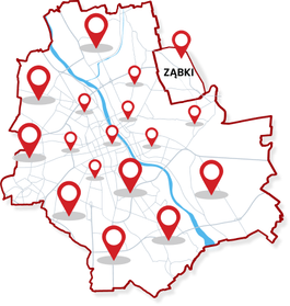 Mapa dostępności usługi serwisu ekspresów w Warszawie i okolicach